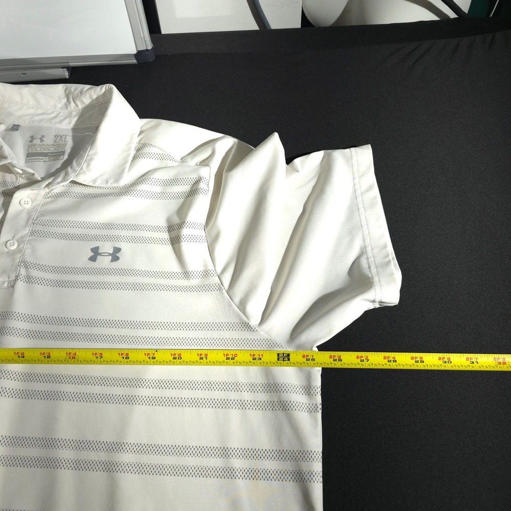 Under Armour Coldblack Golf Polo Shirt 2XL Worthington Logo Striped Performance - Picture 5 of 14
